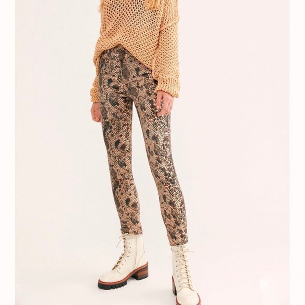 Free People We the Free Snakeskin Print High Rise Skinny Jeans